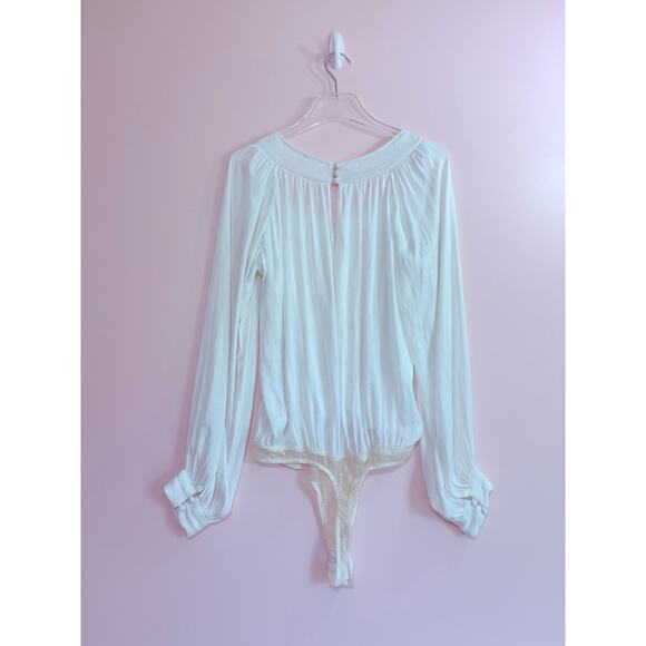 FREE PEOPLE INTIMATELY SATIN BODYSUIT IN WHITE SIZE MEDIUM - Picture 6 of 6